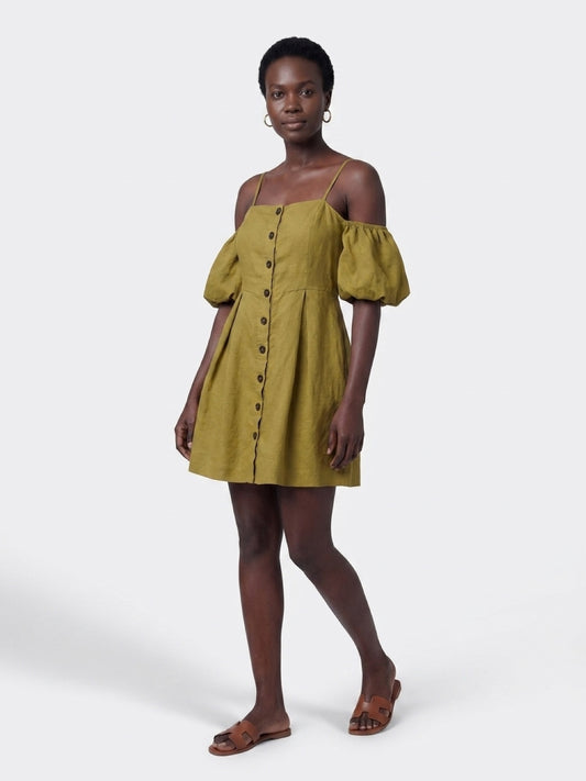 J.O.A. Just One Answer Off Shoulder Button Up Dress
