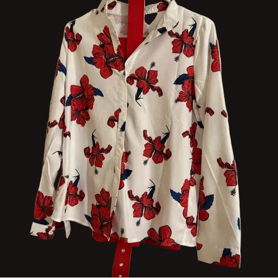 Spring/Summer Women's Floral Stand Collar 2-Piece Belted Outfit