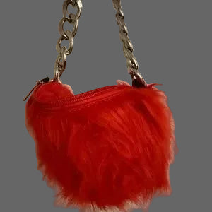 Red Faux Fur Mini Bag